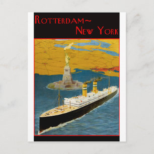 Cartão Postal Cartaz de Viagem Antigo: Rotterdã - Nova York