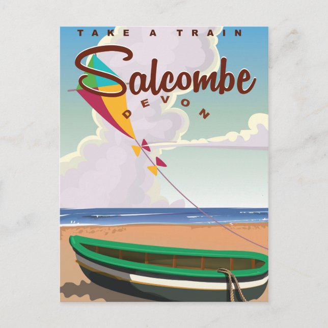 Cartão Postal Cartaz de Viagem Antigo Salcombe, Devon (Frente)