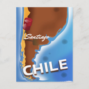 Cartão Postal Cartaz de viagem antigo Santiago Chile