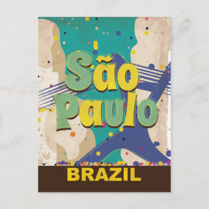 Cartão Postal Cartaz de Viagem Antigo São Paulo Brasil