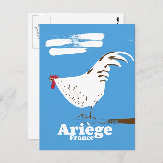 Cartão Postal Cartaz de viagem Ariège França. (Frente/Verso)