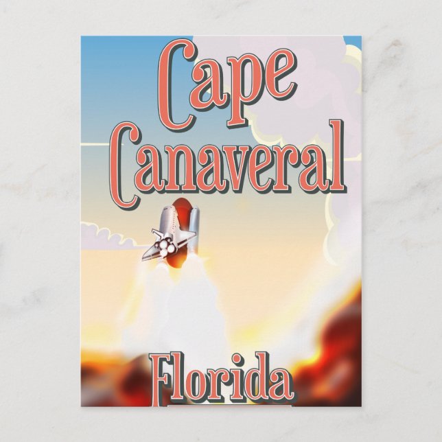 Cartão Postal cartaz de viagem cabo canaveral (Frente)