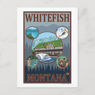 Cartão Postal Cartaz de Viagem Cênico de Whitefish, Montana