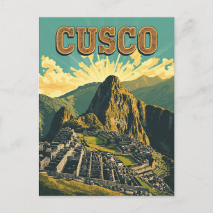 Cartão Postal Cartaz de Viagem Cusco Peru Antigo