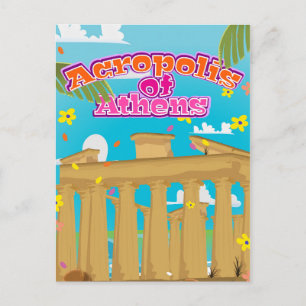 Cartão Postal Cartaz de viagem da Acrópole de Atenas Grécia.