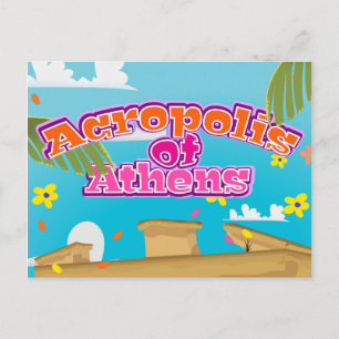Cartão Postal Cartaz de viagem da Acrópole de Atenas Grécia.