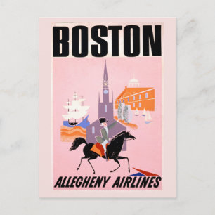 Cartão Postal Cartaz de Viagem da Allegheny Airlines para Boston