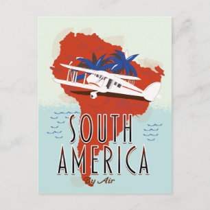 Cartão Postal Cartaz de viagem da América do Sul de avião