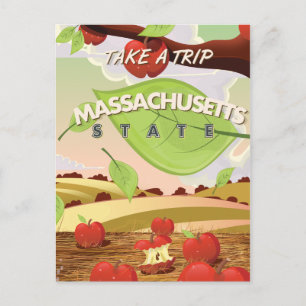 Cartão Postal Cartaz de viagem da árvore de maçã do estado de Ma
