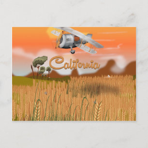 Cartão Postal Cartaz de Viagem da Califórnia Cartoon