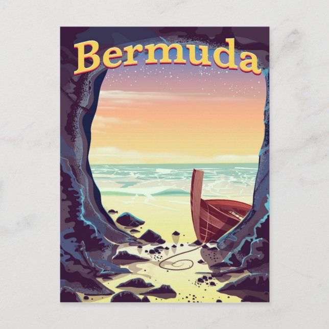 Cartão Postal cartaz de viagem da Caverna Pirata das Bermudas (Frente)