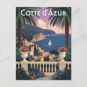 Cartão Postal Cartaz de Viagem da Côte d'Azur - Riviera Francesa