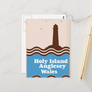 Cartão Postal Cartaz de viagem da Ilha Sagrada, Anglesey, País d