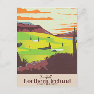 Cartão Postal Cartaz de viagem da Irlanda do Norte 'Para Golfe'