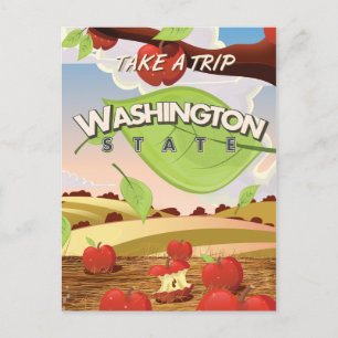 Cartão Postal Cartaz de Viagem da Macieira do Estado de Washingt