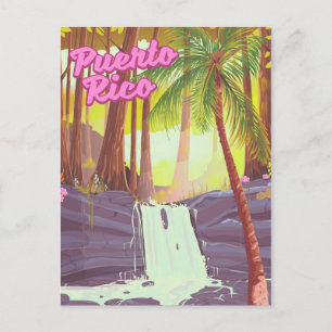 Cartão Postal cartaz de viagem da palmeira tropical de Porto Ric