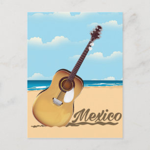Cartão Postal Cartaz de viagem da praia da guitarra mexicana