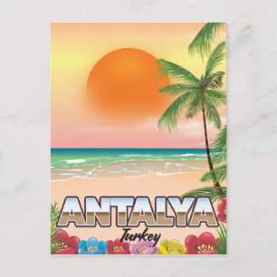 Cartão Postal Cartaz de viagem da praia de Antalya Turquia