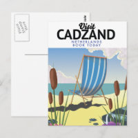 Cartaz de viagem da praia de Cadzand Holanda