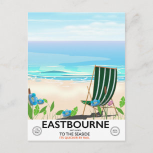 Cartão Postal Cartaz de viagem da Praia de Eastbourne East Susse