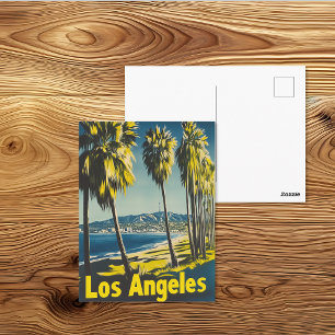 Cartão Postal Cartaz de Viagem da Praia de Los Angeles Vintage