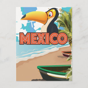 Cartão Postal Cartaz de viagem da praia do Tucano Mexicano.