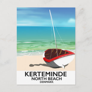 Cartão Postal Cartaz de viagem da Praia Norte de Kerteminde Dina