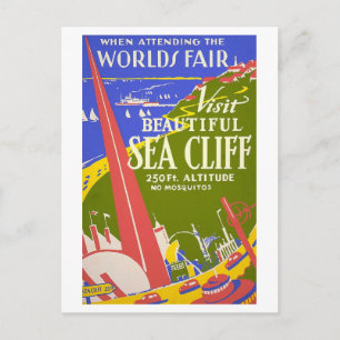 Cartão Postal Cartaz de Viagem de 1939 Sea Cliff, Long Island