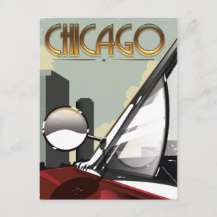 Cartão Postal Cartaz de viagem de automóvel antigo da cidade de 
