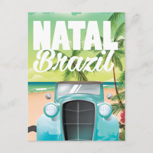 Cartão Postal Cartaz de viagem de automóvel antigo Natal Brasil