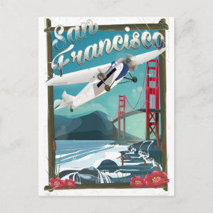 Cartão Postal Cartaz de viagem de avião para São Francisco