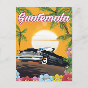 Cartão Postal Cartaz de viagem de carro antigo da Guatemala