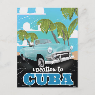 Cartão Postal cartaz de viagem de carro antigo em Cuba