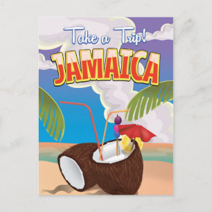 Cartão Postal Cartaz de viagem de desenho animado da Jamaica