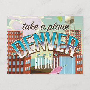 Cartão Postal Cartaz de viagem de desenho animado de Denver Colo
