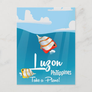 Cartão Postal Cartaz de viagem de desenho animado de Luzon, Fili