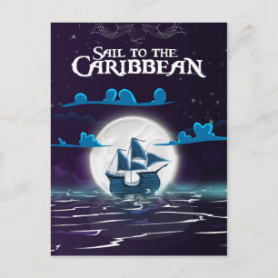 Cartão Postal Cartaz de viagem de desenho animado de pirata cari