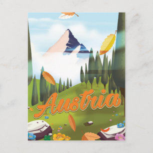 Cartão Postal cartaz de viagem de desenho austríaco