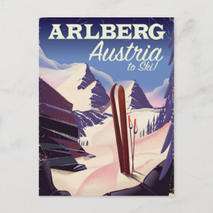 Cartão Postal Cartaz de viagem de esqui Arlberg Áustria