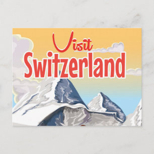 Cartão Postal Cartaz de viagem de esqui da Suíça