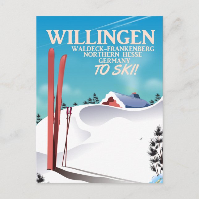 Cartão Postal Cartaz de viagem de esqui de Willingen. (Frente)