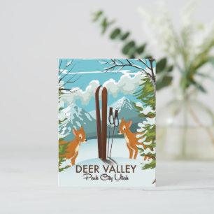 Cartão Postal Cartaz de viagem de esqui Deer Valley Park City Ut