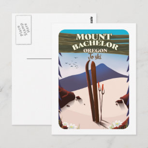 Cartão Postal Cartaz de viagem de esqui Mount Bachelor Oregon