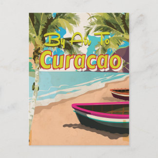 Cartão Postal Cartaz de Viagem de Férias Retro em Curaçao