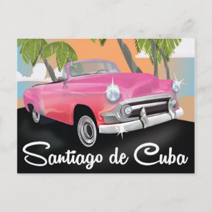 Cartão Postal Cartaz de viagem de férias vintage de Santiago de 