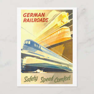 Cartão Postal Cartaz de Viagem de Ferrovias Alemãs Vintage