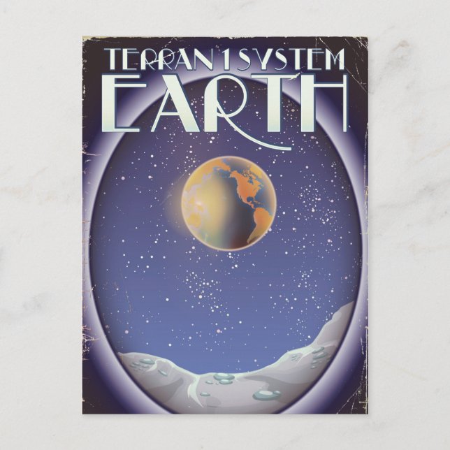 Cartão Postal Cartaz de viagem de ficção científica do Sistema T (Frente)