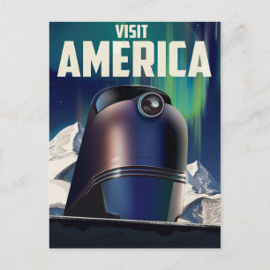 Cartão Postal Cartaz de viagem de ficção científica Visite a Amé