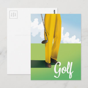 Cartão Postal Cartaz de viagem de golfe vintage