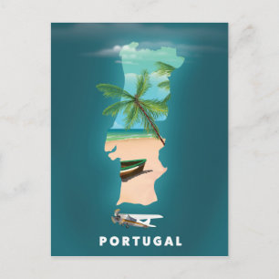 Cartão Postal Cartaz de viagem de impressão do mapa de Portugal.